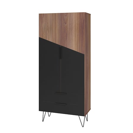 Manhattan Comfort Beekman 67.32 Tall Cabinet with 6 Shelves in Brown and Black 401AMC240